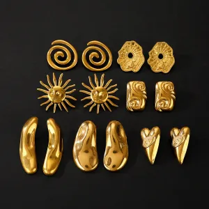 Women Fashion Geometric Irregular Stainless Steel Earrings Instagram Wind Personality Trend