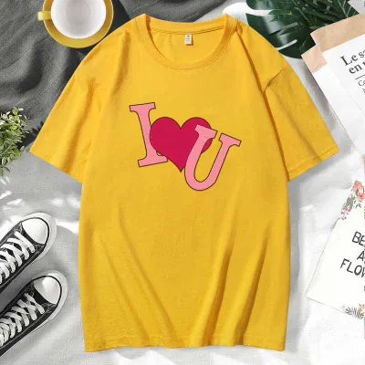 Men Women Fashion Casual Valentine Cotton Plus Size Short Sleeve Crewneck Couple T-Shirt