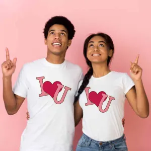 Men Women Fashion Casual Valentine Cotton Plus Size Short Sleeve Crewneck Couple T-Shirt
