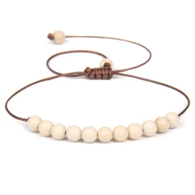 Women Vintage Agate Beaded Adjustable Bracelet Geometric Unisex