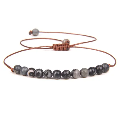 Women Vintage Agate Beaded Adjustable Bracelet Geometric Unisex