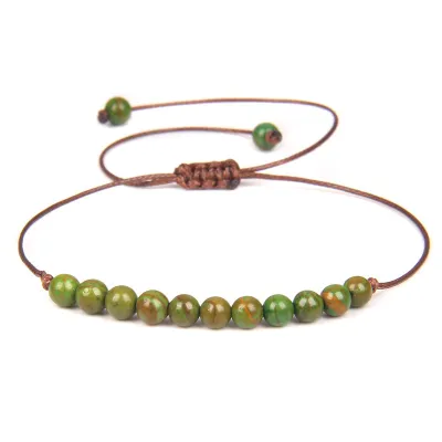 Women Vintage Agate Beaded Adjustable Bracelet Geometric Unisex