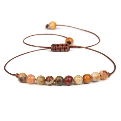 Women Vintage Agate Beaded Adjustable Bracelet Geometric Unisex