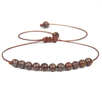 Women Vintage Agate Beaded Adjustable Bracelet Geometric Unisex