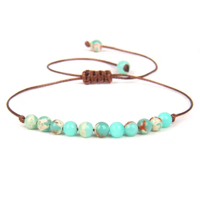 Women Vintage Agate Beaded Adjustable Bracelet Geometric Unisex