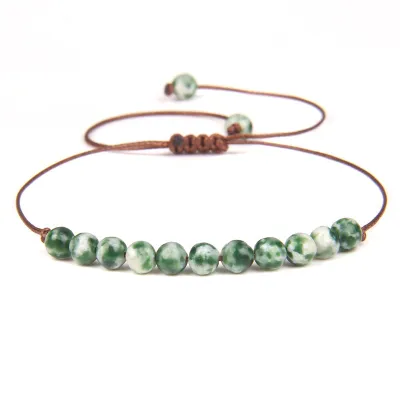 Women Vintage Agate Beaded Adjustable Bracelet Geometric Unisex