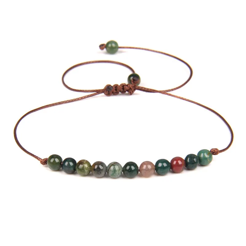 Women Vintage Agate Beaded Adjustable Bracelet Geometric Unisex