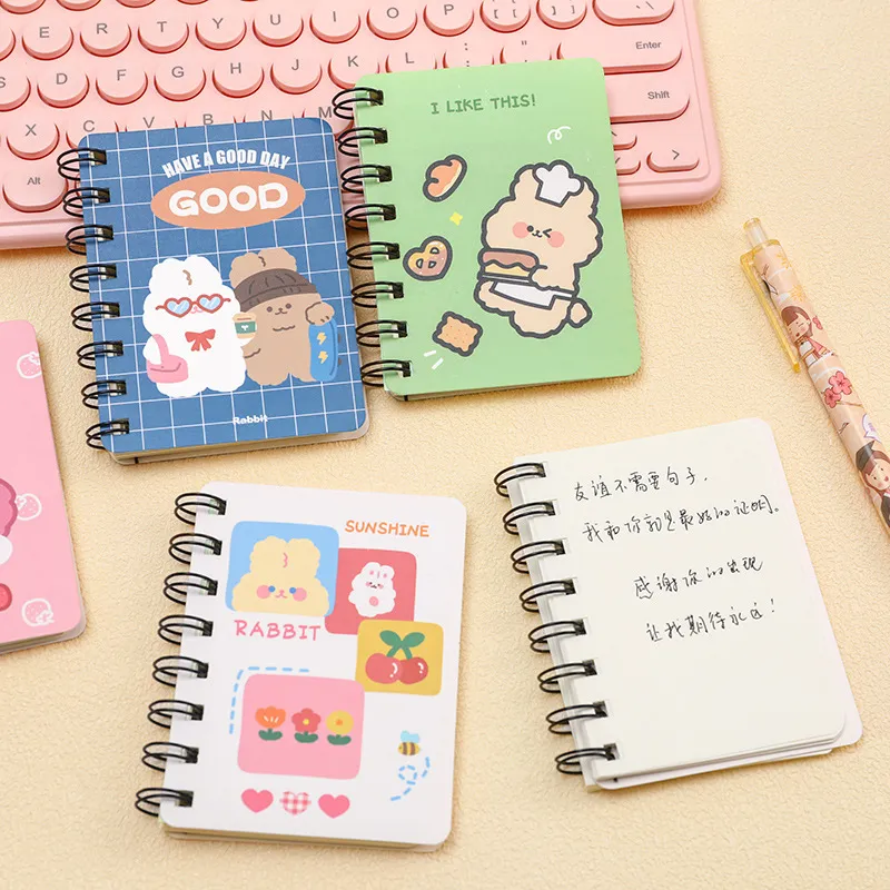 Cute Rabbit Cartoon Coil Portable Pocket Notebook 80 Pages Stationery