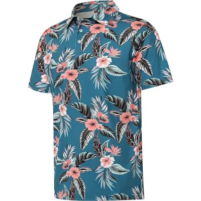 Men's Holiday Flamingo Floral Print Plus Size Short Sleeve Lapel Shirt