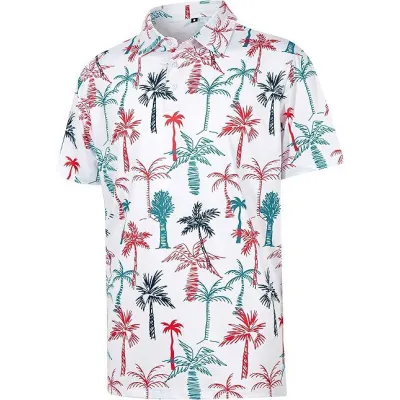 Men's Holiday Flamingo Floral Print Plus Size Short Sleeve Lapel Shirt