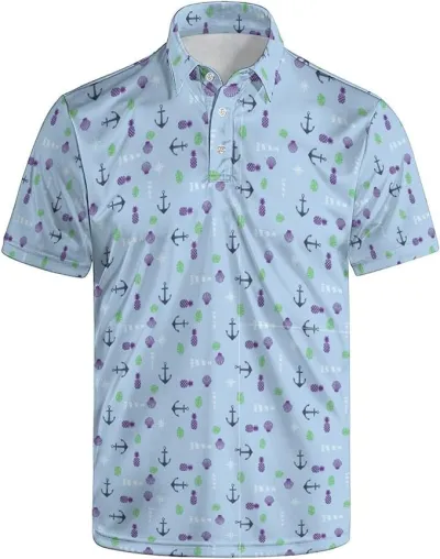 Men Leisure Vacation 3D Print Plus Size Short Sleeve Lapel POLO Shirt