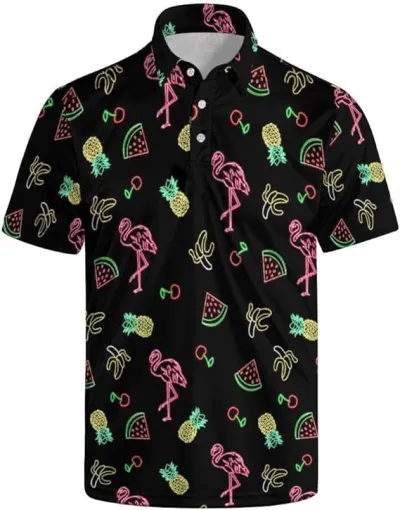 Men Leisure Vacation 3D Print Plus Size Short Sleeve Lapel POLO Shirt