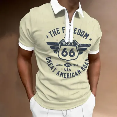 Men Leisure Vacation 3D Print Plus Size Short Sleeve Lapel POLO Shirt