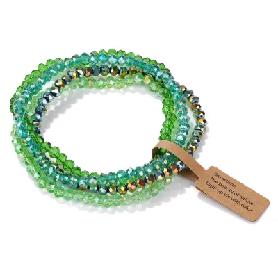 Women Fashion Colored Glass Four-Piece Bracelet Unisex Geometric Fashion Commuter OL