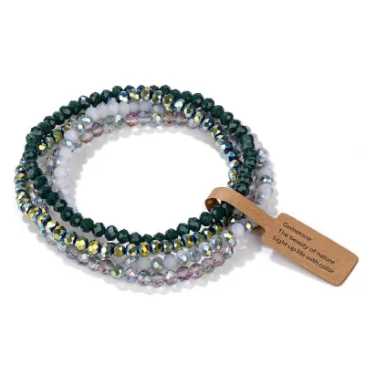Women Fashion Colored Glass Four-Piece Bracelet Unisex Geometric Fashion Commuter OL