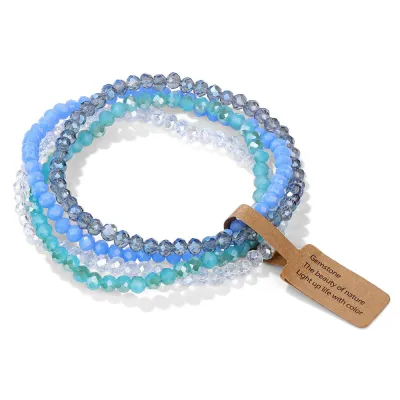 Women Fashion Colored Glass Four-Piece Bracelet Unisex Geometric Fashion Commuter OL