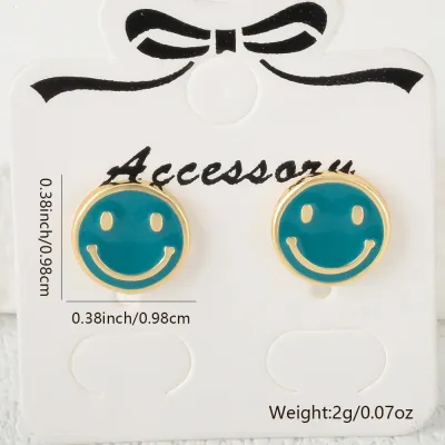 Women Fashion Cute Smiley Face Earrings Copper Geometry