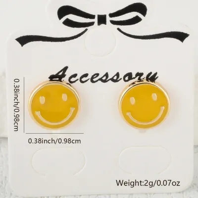 Women Fashion Cute Smiley Face Earrings Copper Geometry