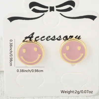 Women Fashion Cute Smiley Face Earrings Copper Geometry