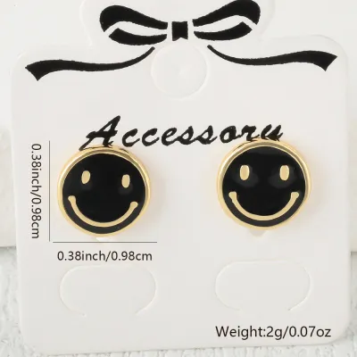 Women Fashion Cute Smiley Face Earrings Copper Geometry