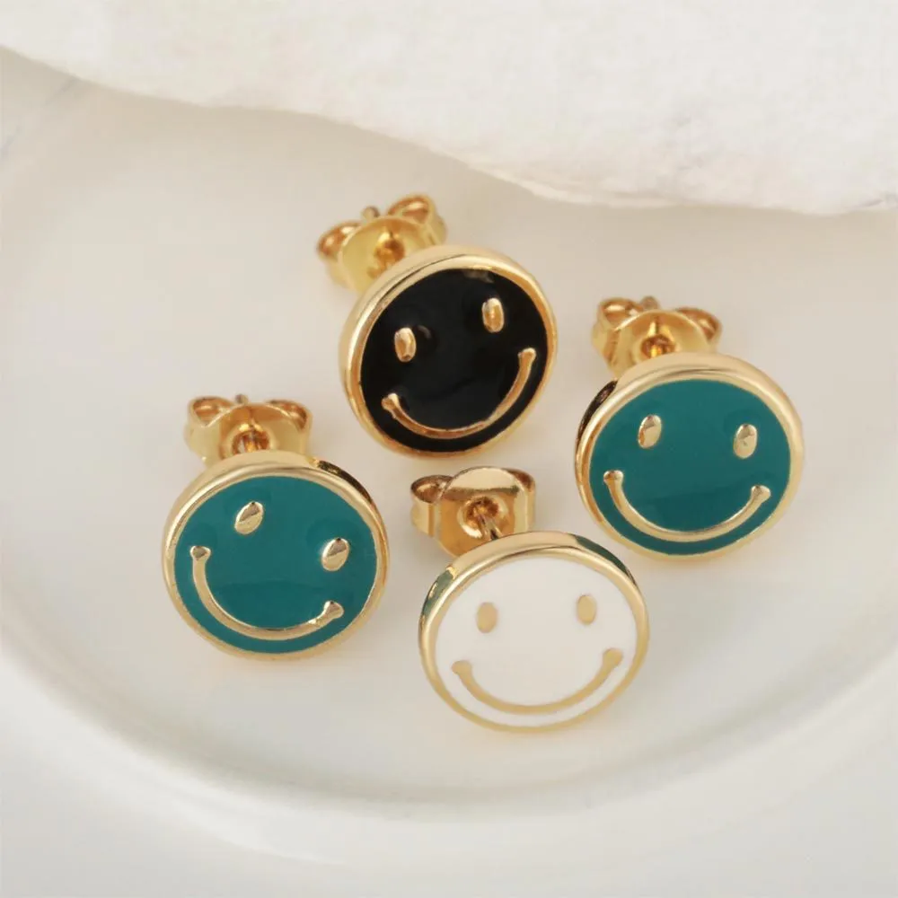 Women Fashion Cute Smiley Face Earrings Copper Geometry
