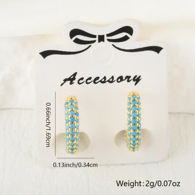 Women Personality Copper Rhinestone Plated 18k Earrings
