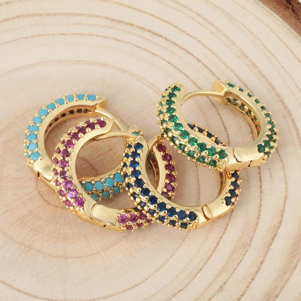 Women Personality Copper Rhinestone Plated 18k Earrings