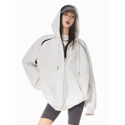 Women Retro Zipper Cardigan Hoodies Casual Street Hipster