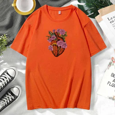 Men Women Casual Valentine Print Cotton Plus Size Short Sleeve Crewneck Couple T-Shirt