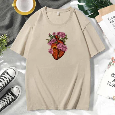 Men Women Casual Valentine Print Cotton Plus Size Short Sleeve Crewneck Couple T-Shirt