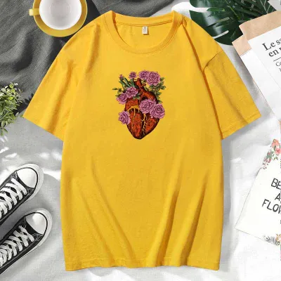 Men Women Casual Valentine Print Cotton Plus Size Short Sleeve Crewneck Couple T-Shirt