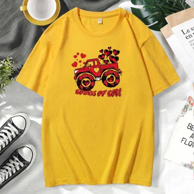 Men Women Couple Valentine Print Cotton Plus Size Short Sleeve Round Neck T-Shirt