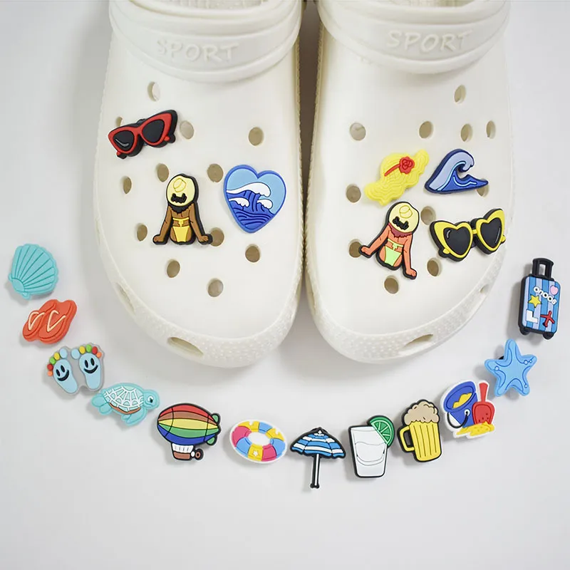 Summer Beach Cartoon Shoe Flower Detachable Pvc Soft Rubber Shoe Buckle Hole Shoe Accessories