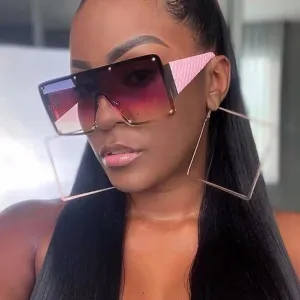 Fashion Square Metal Frame Sunglasses with PC Lens