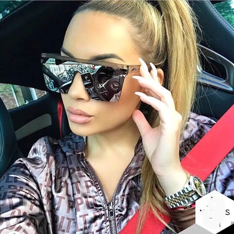 Fashion Large Frame One-Body Square Sunglasses