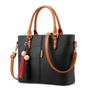 Women Fashion Casual Litchi Pattern Large Capacity PU Handbag with Zipper Closure