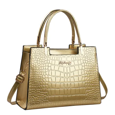 Women Fashion Casual Large Capacity Crocodile Pattern Handbag PU Business Commute Tote