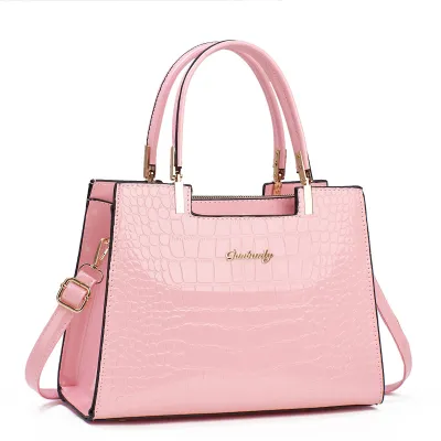 Women Fashion Casual Large Capacity Crocodile Pattern Handbag PU Business Commute Tote
