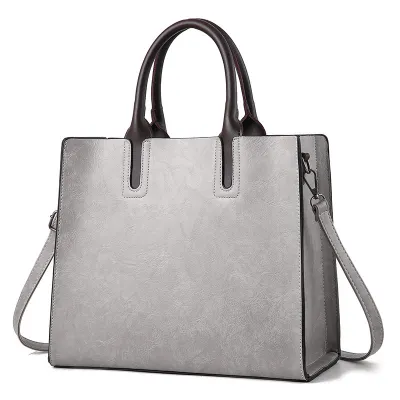 Women Fashion Simple Retro Solid Color Large Capacity Handbag