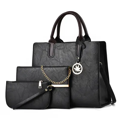 Women Fashion Retro Large Capacity Chain Handbag Three-Piece Set