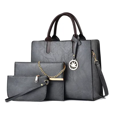 Women Fashion Retro Large Capacity Chain Handbag Three-Piece Set