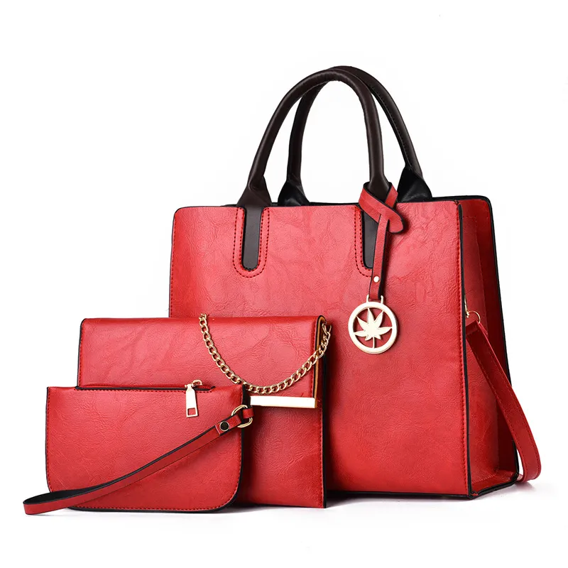 Women Fashion Retro Large Capacity Chain Handbag Three-Piece Set