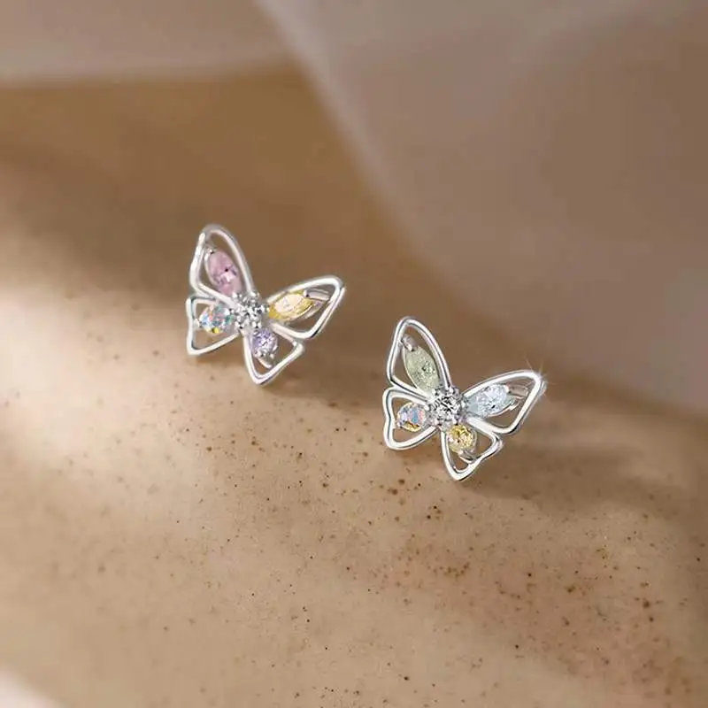 Women Fashion Simple Cute Butterfly Stud Earrings
