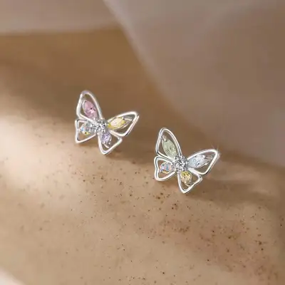 Women Fashion Simple Cute Butterfly Stud Earrings