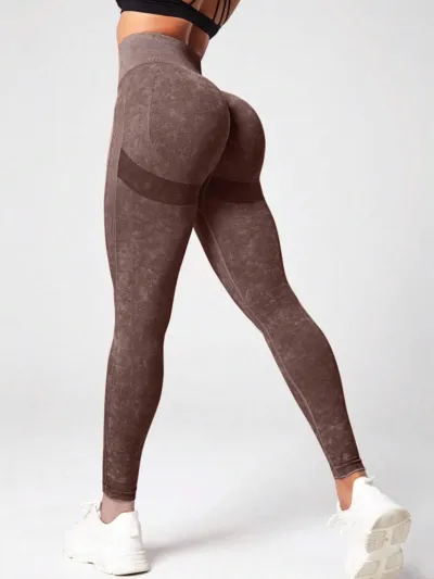 Women Seamless Yoga Leggings Tight Fit Peach Hip Sports Bottoms