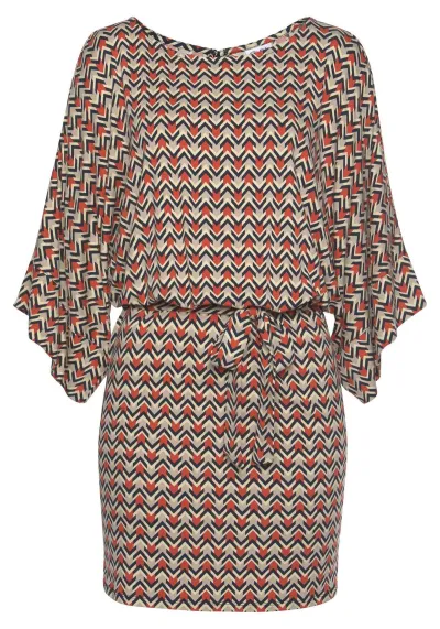 Women Casual Loose Printed Leaky Shoulder Sleeve Dress