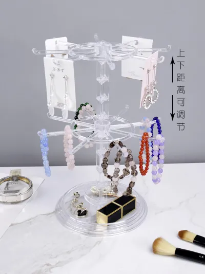 Plastic Umbrella Type Key Chain Hanger Small Jewelry Pendant Display Rack Double Layer