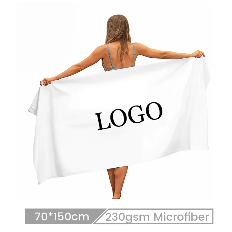 Custom Logo 70x150cm 230gsm Microfiber Rectangular Beach Towel