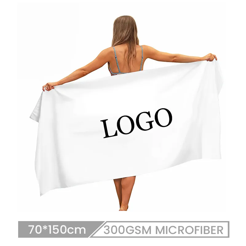 Custom Logo 70x150cm 300gsm Microfiber Rectangular Beach Towel