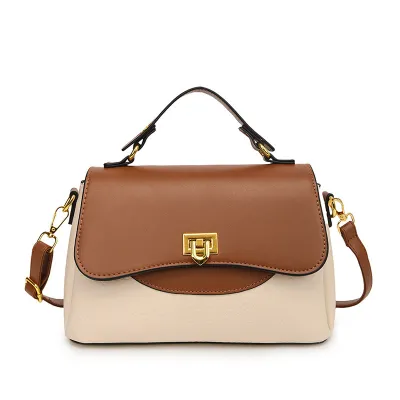 Women Fashion Color Block Shoulder Bag PU Soft Small Square Bag